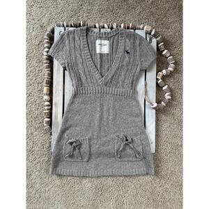 Vintage Abercrombie & Fitch Knit V-Neck Babydoll Sweater Dress Long Shirt